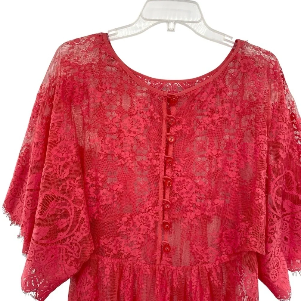 Tracy Reese Plenty Sheer Pink Lace Dress Coverup